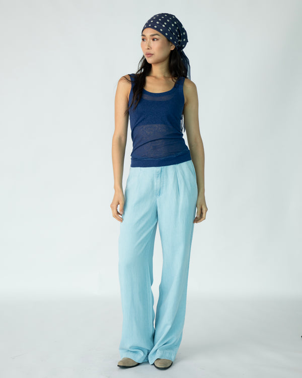 Yves Pants - Bleached Blue Chambray