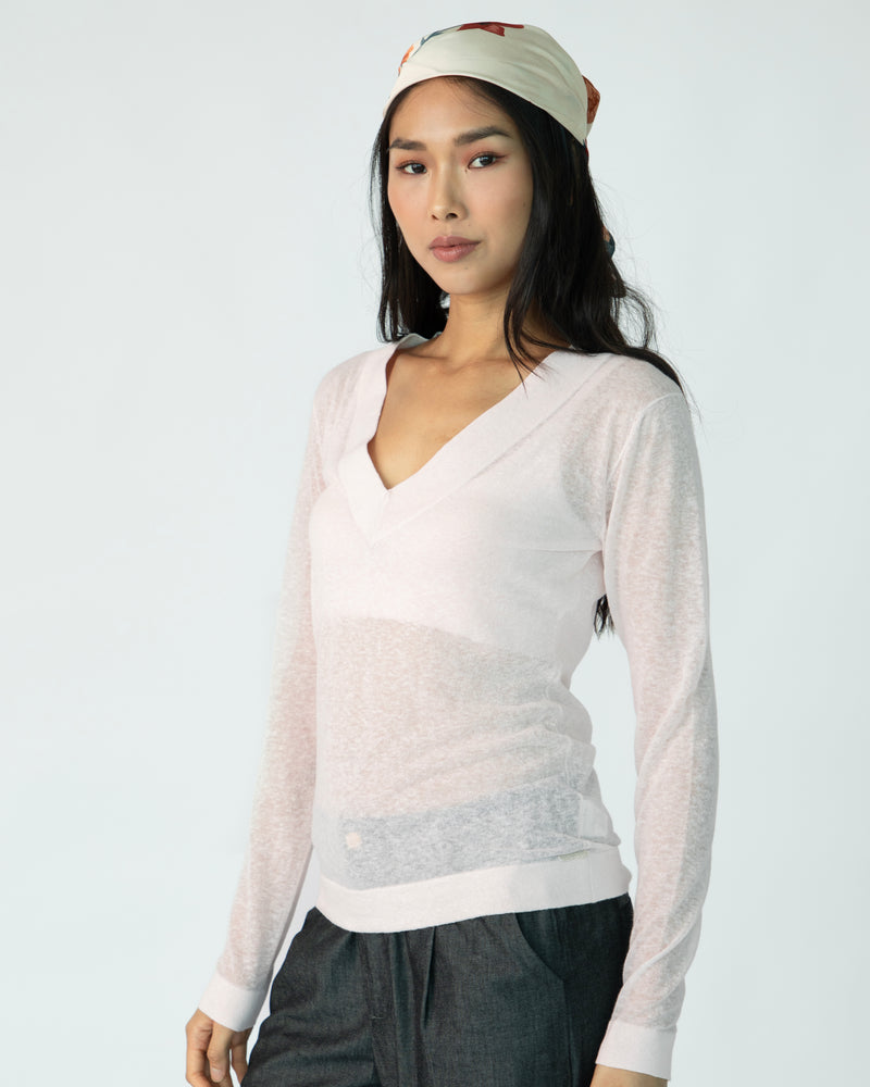 The Fitted Long Sleeve (V-Neck) - Coconut Cream