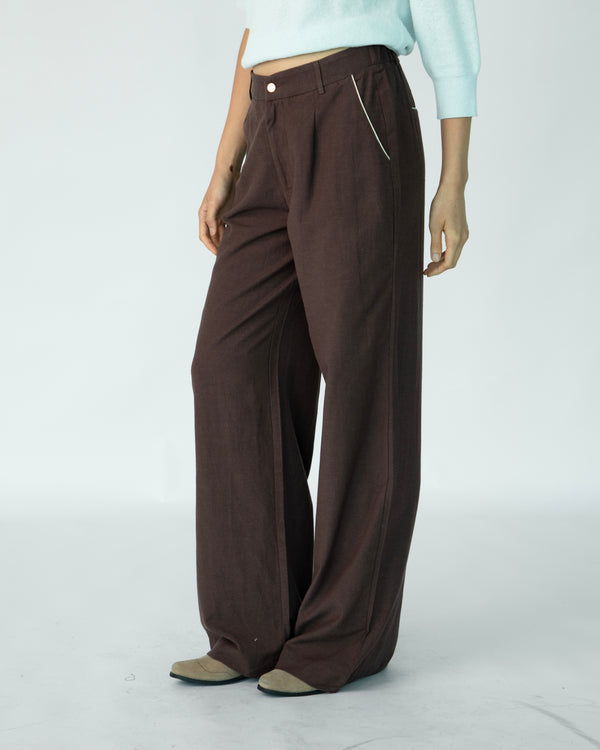 Yves Tencel Linen Pants - Chocolate