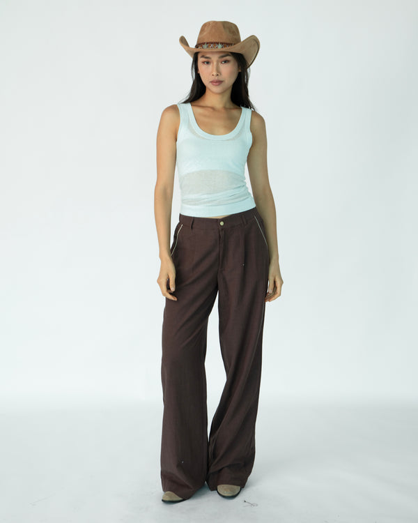 Yves Tencel Linen Pants - Chocolate