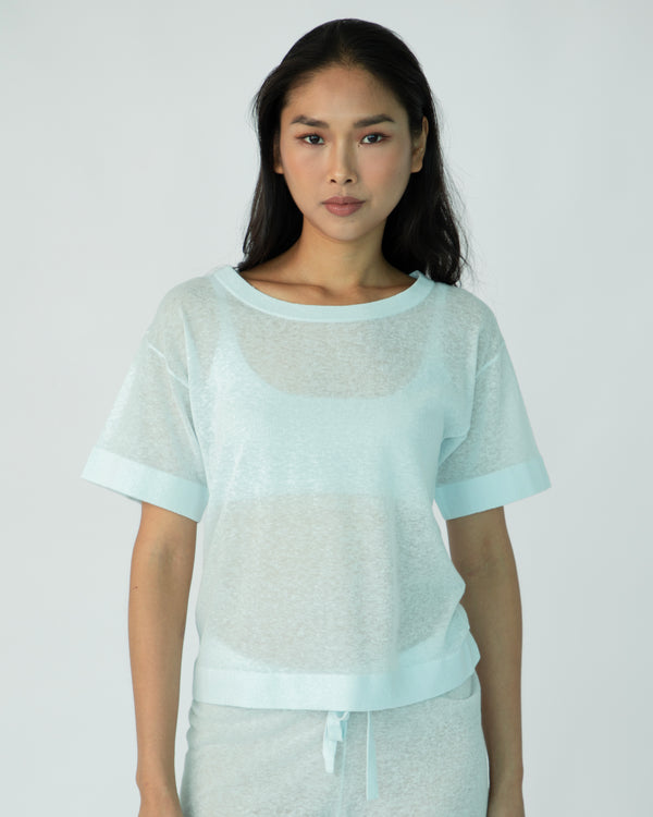The Loose Short Sleeve Crop (Round Neck) - Salty Air