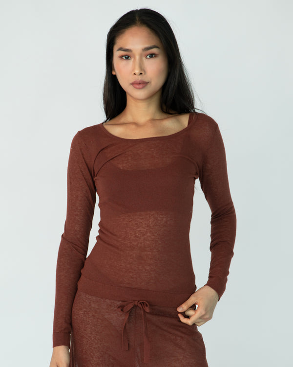 The Fitted Long Sleeve (Round Neck) - Sierra Brown