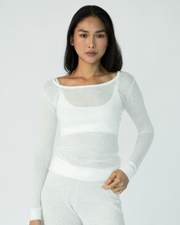 The Fitted Long Sleeve (Round Neck) - White
