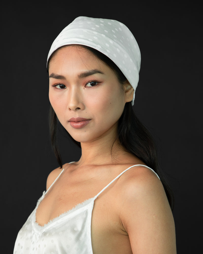 The Silk Mini Scarf - White Dots