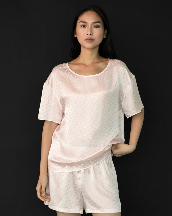 The Silk T-Shirt - Petal Dots