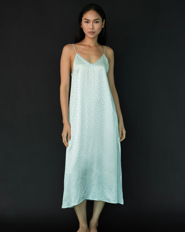 The Silk Tank Long Dress - Ice Melt Dots
