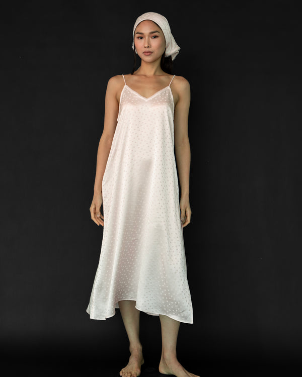 The Silk Tank Long Dress - Petal Dots