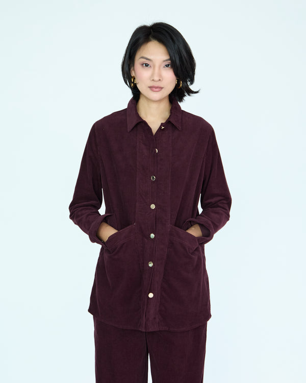Yves Velvet Jacket - Burgundy