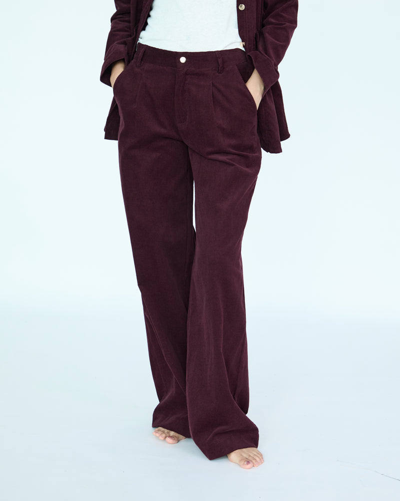 Yves Velvet Pants - Burgundy