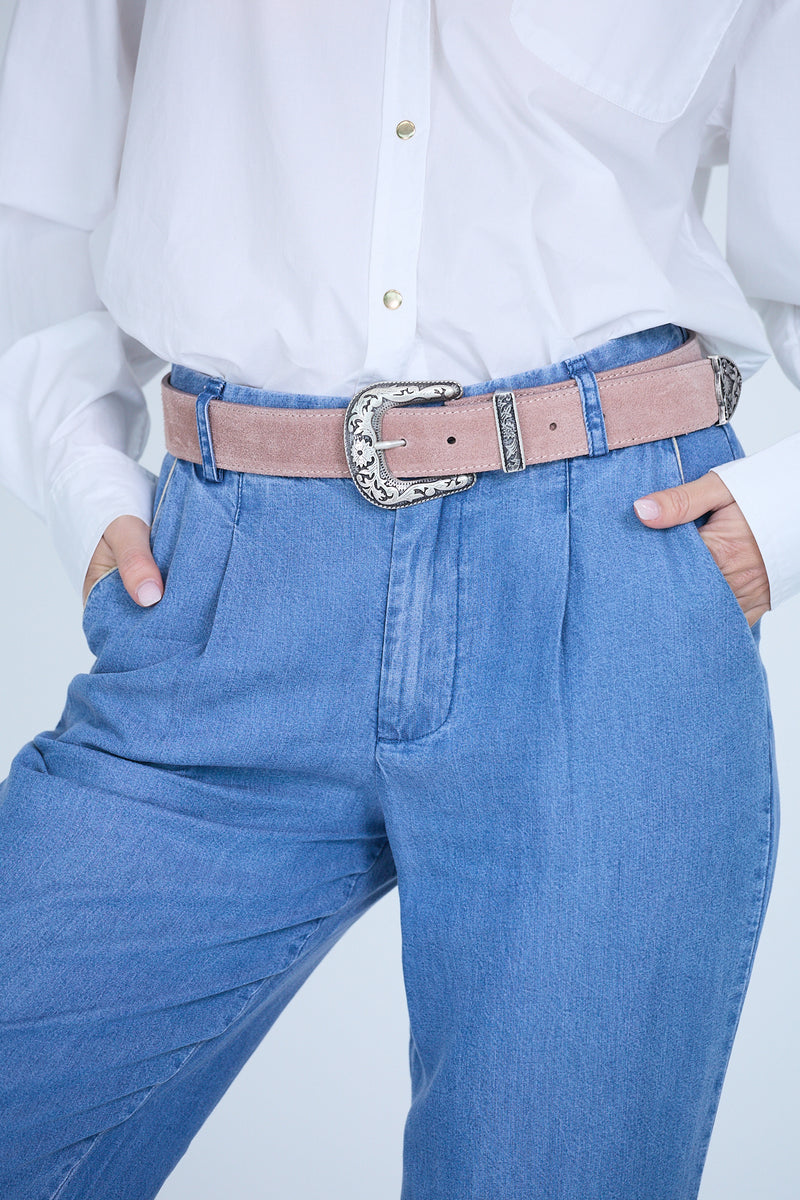 Western Suede Belt - Rose Nude