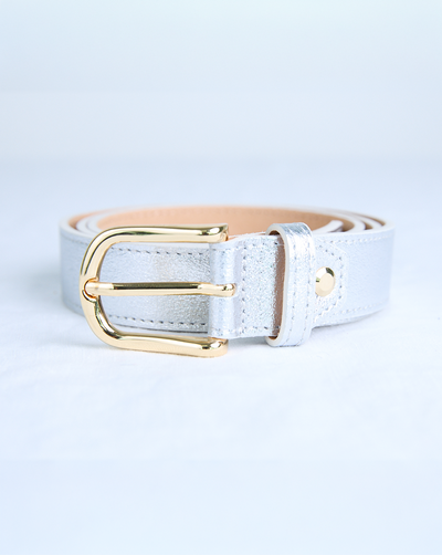Amanda Leather Belt - Silver