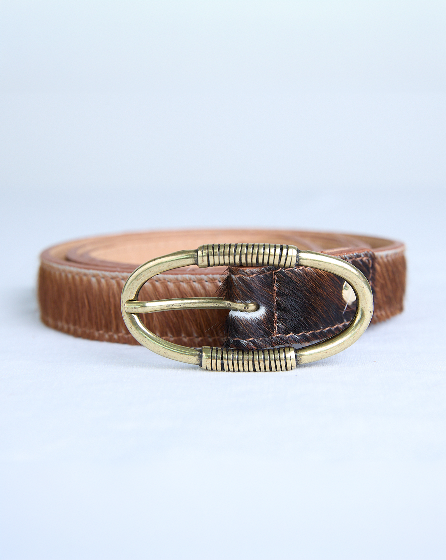 Clara Leather Belt - Cow Print