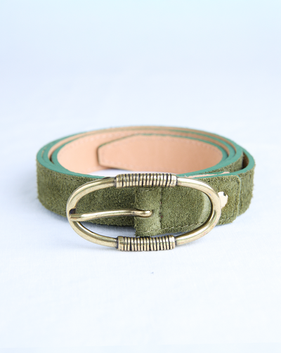 Clara Leather Belt - Kaki Olive