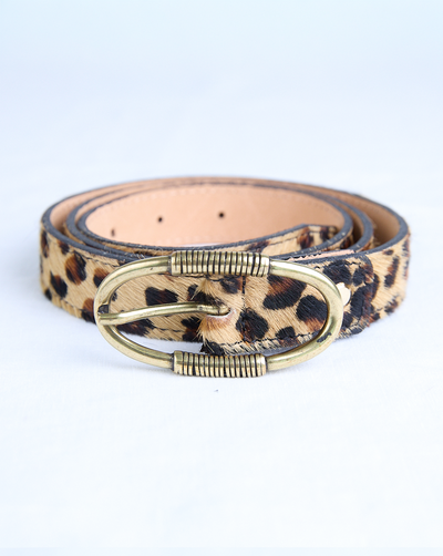 Clara Leather Belt - Leo Print