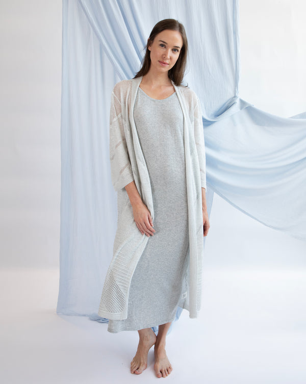 Ines Long Cardigan - Silver