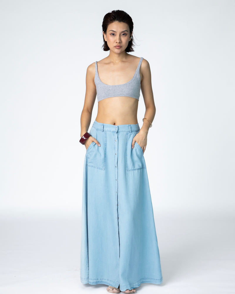 Yves Skirt - Bleached Blue Chambray