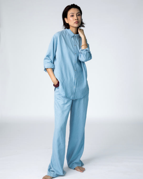 Yves Pants - Bleached Blue Chambray