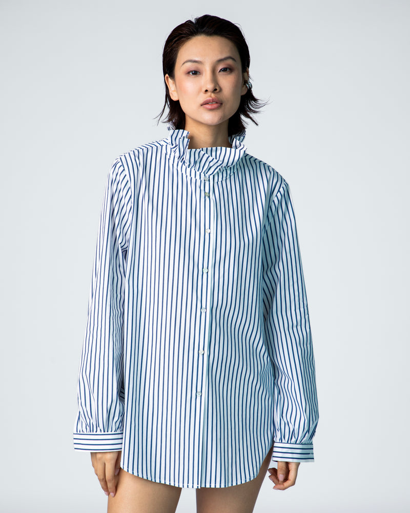 Simone Shirt - White & Navy Stripes