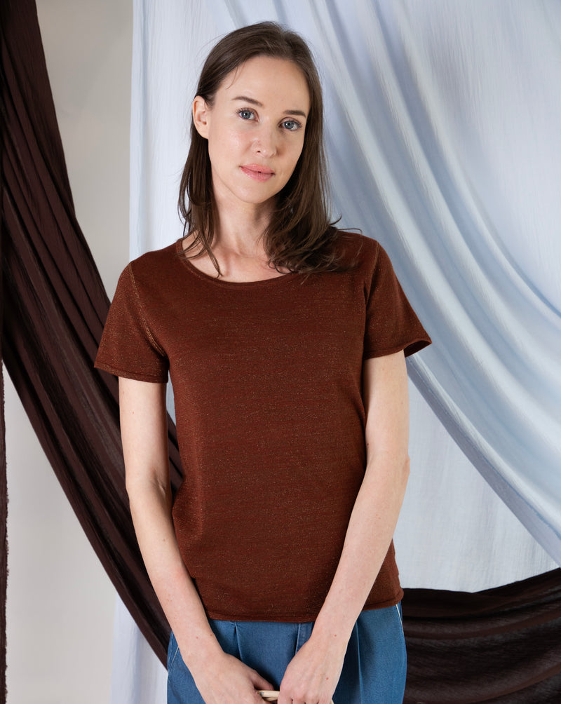 Marcelle T-Shirt (Round Neck) - Sierra Brown Shimmer