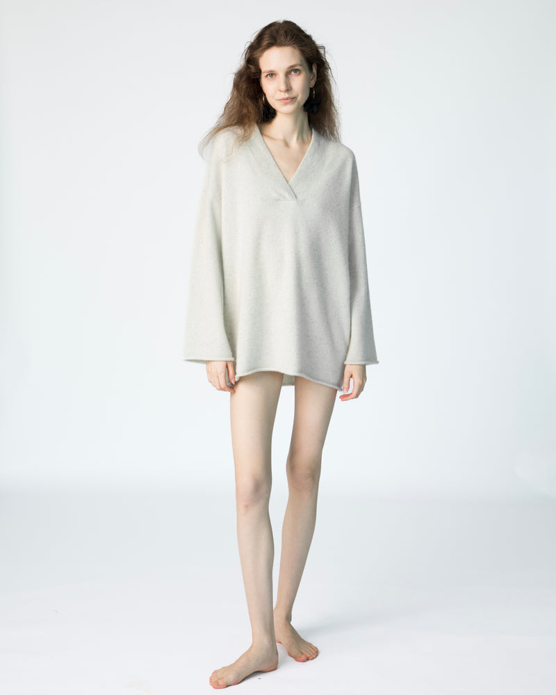 L'Oversized Cashmere Sweater - Snow Speckle