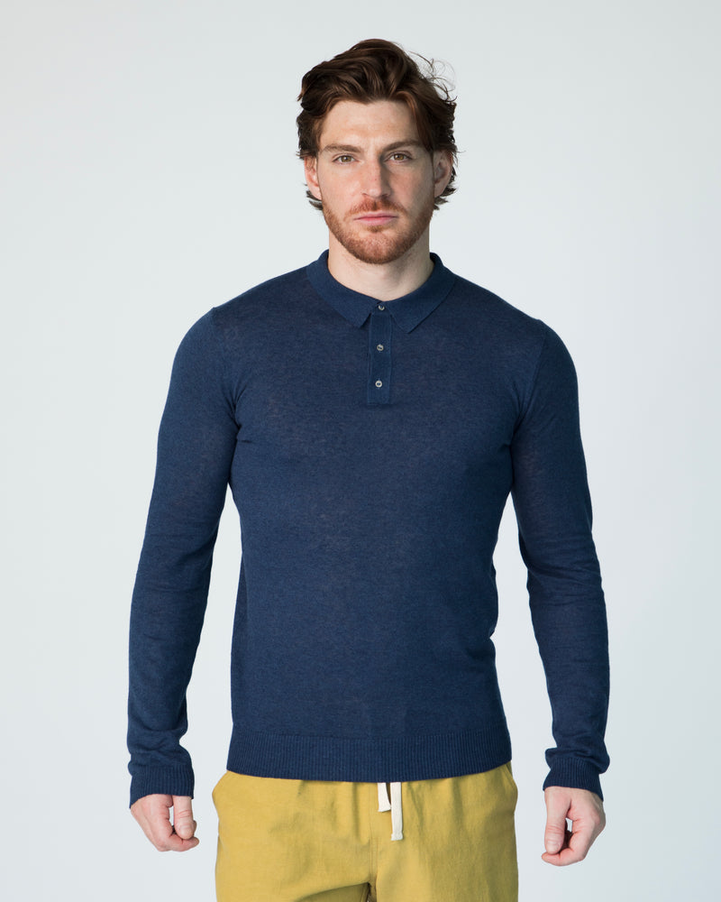 Polo Men Michel Long Sleeve - Indigo Denim