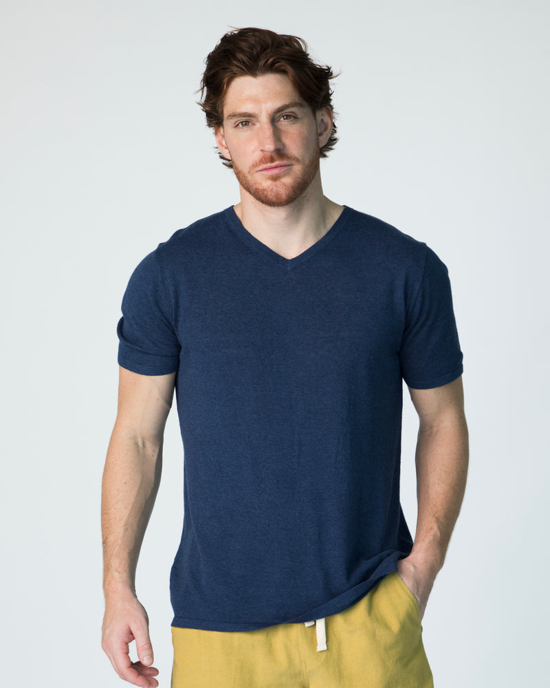 Men Marcel T-Shirt (V-Neck) - Indigo Denim
