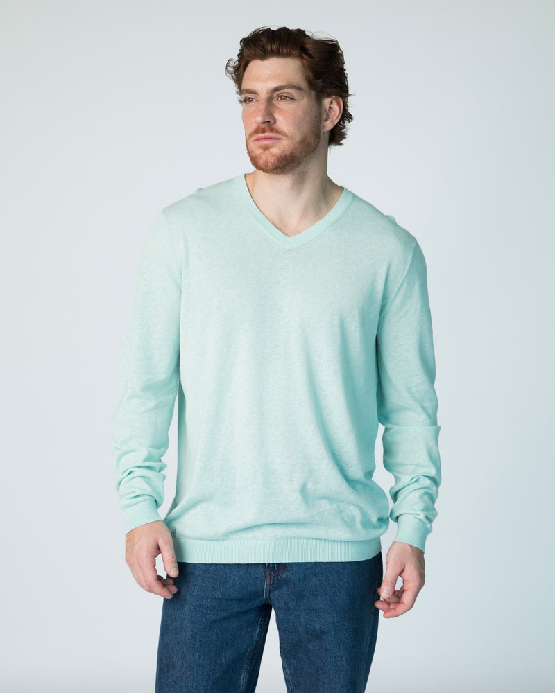 Marco Long T-Shirt (V-Neck) - Chalk Blue