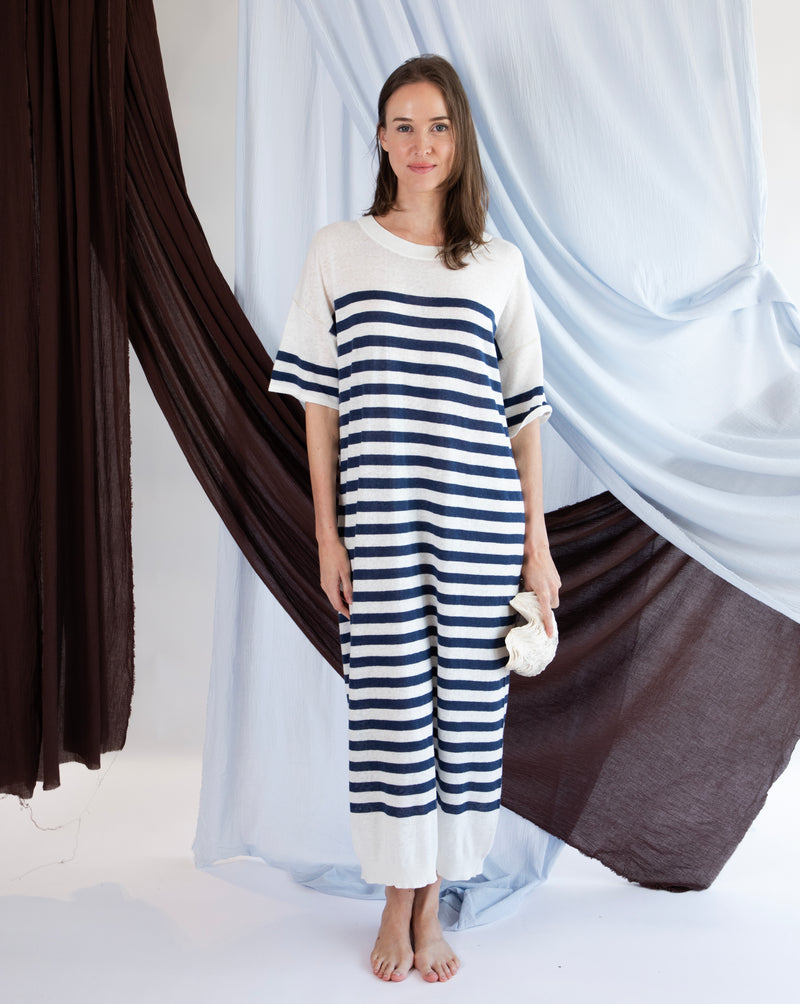 Azzura Dress - Navy Stripes