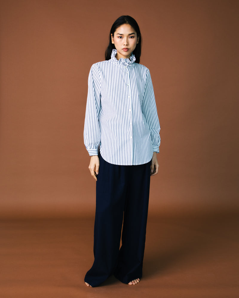 Simone Shirt - White & Navy Stripes