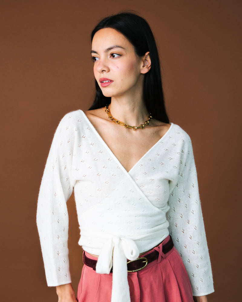 Nina Cache-Coeur Pointelle - Pure White