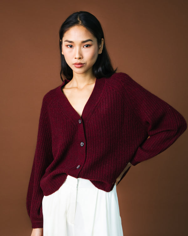 Le Chill V-Neck Cardigan - Mahogany