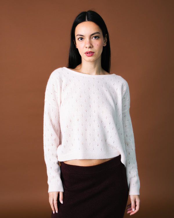 Ninon Pointelle Round Neck - Rose Water