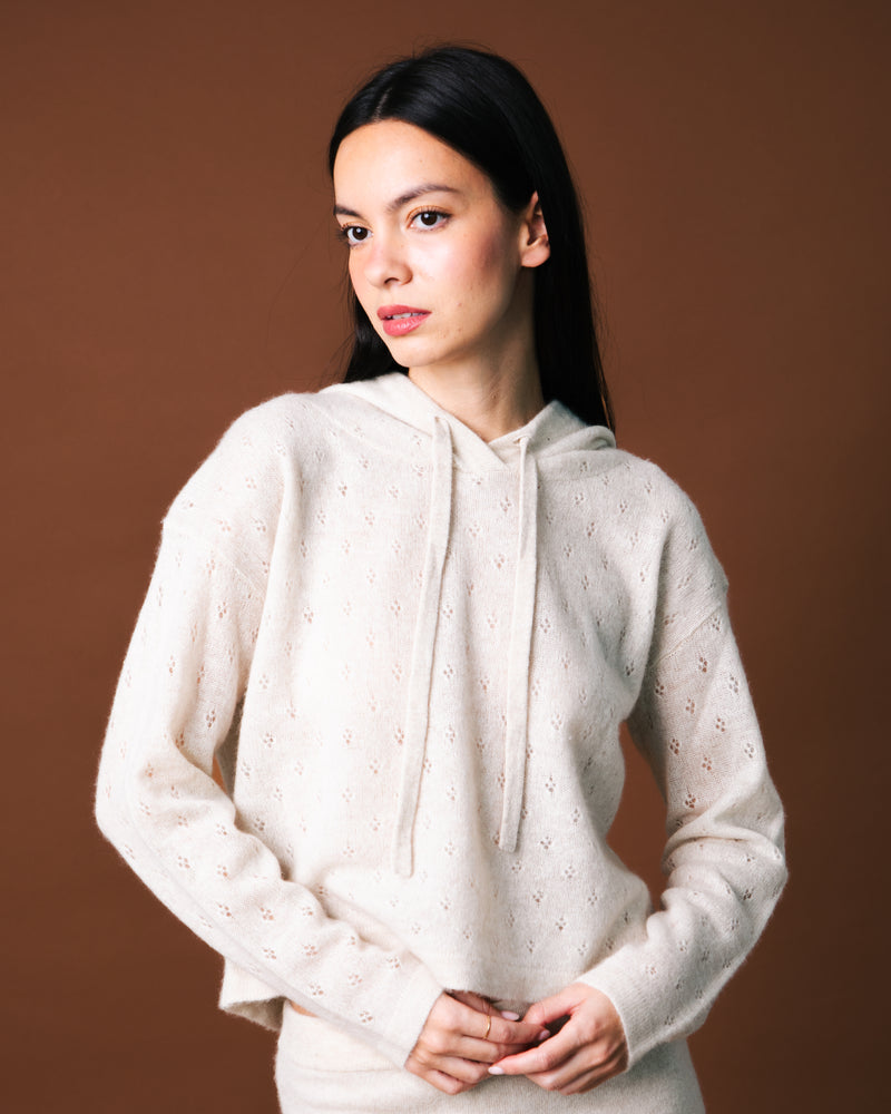 Alexi Pointelle Hoodie Crop - Champagne
