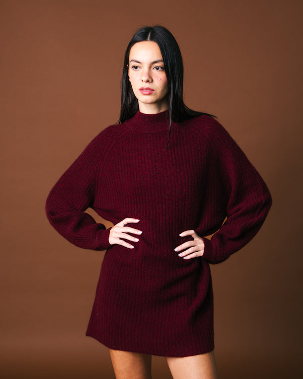 Le Chill Mock Neck Cashmere Dress - Mahogany