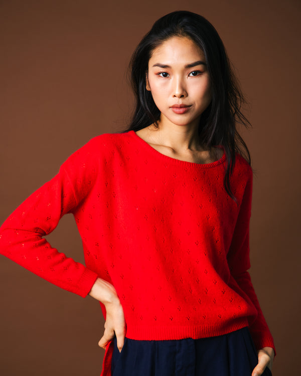 Ninon Pointelle Round Neck - Oriental Red
