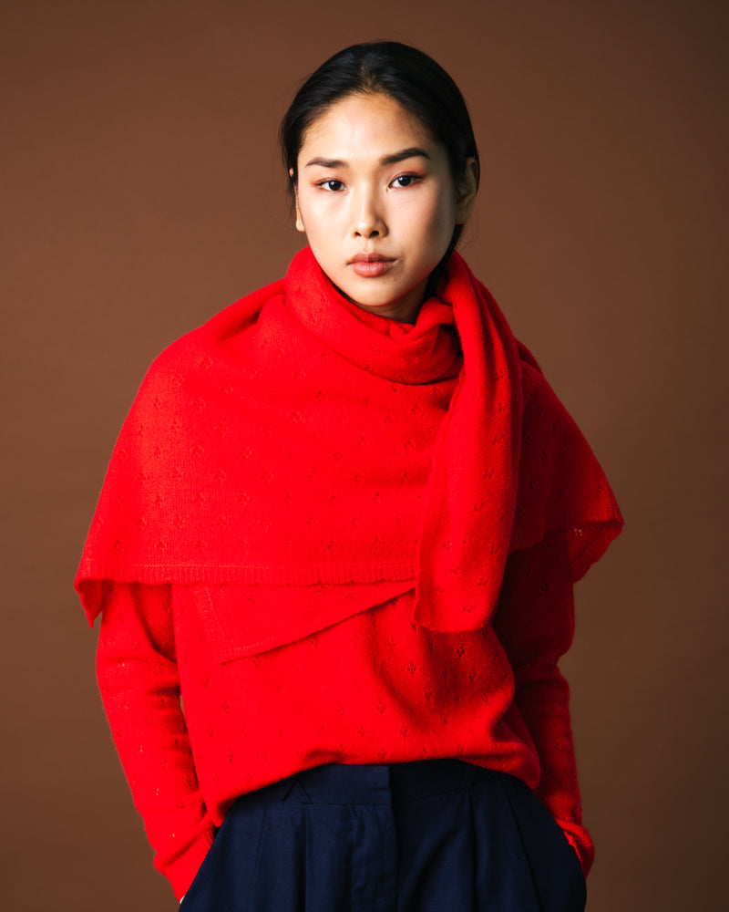 Le Carre Pointelle - Oriental Red