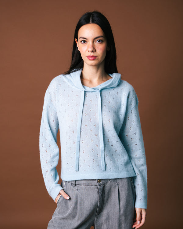 Alexi Pointelle Hoodie Crop - Crystal