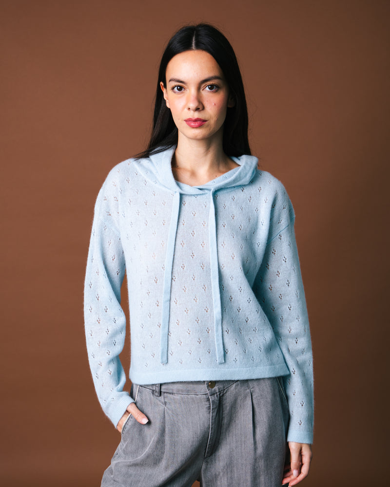 Alexi Pointelle Hoodie Crop - Crystal