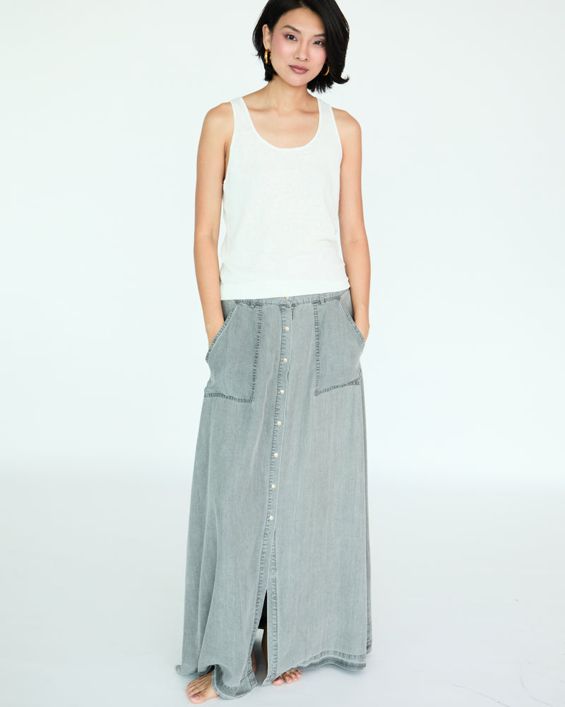 Yves Skirt - Medium Grey Chambray