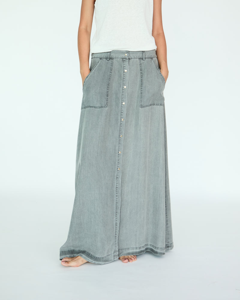 Yves Skirt - Medium Grey Chambray