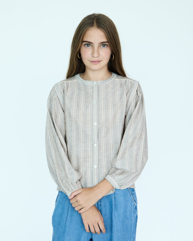 Girl Louise Blouse - Natural Stripes