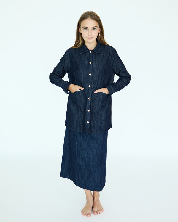 Girl Yves Jacket - Dark Chambray