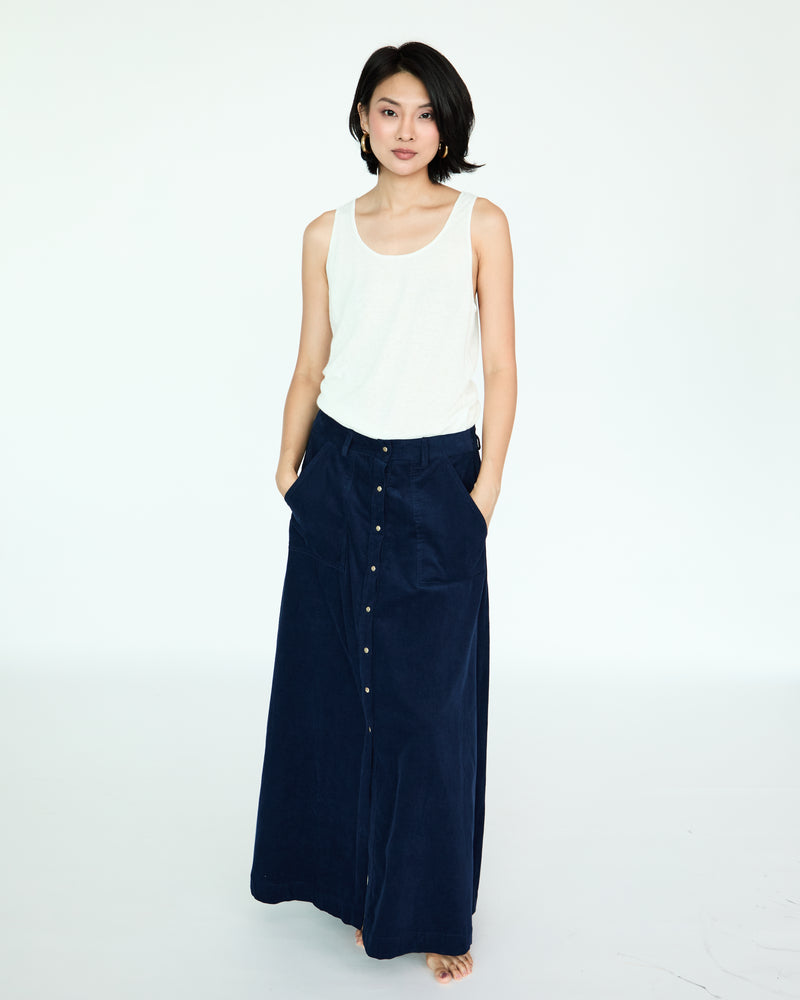 Yves Velvet Skirt - Navy
