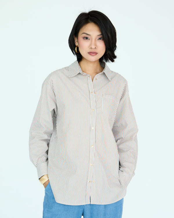 Jules Oversize Shirt - Brown Stripes