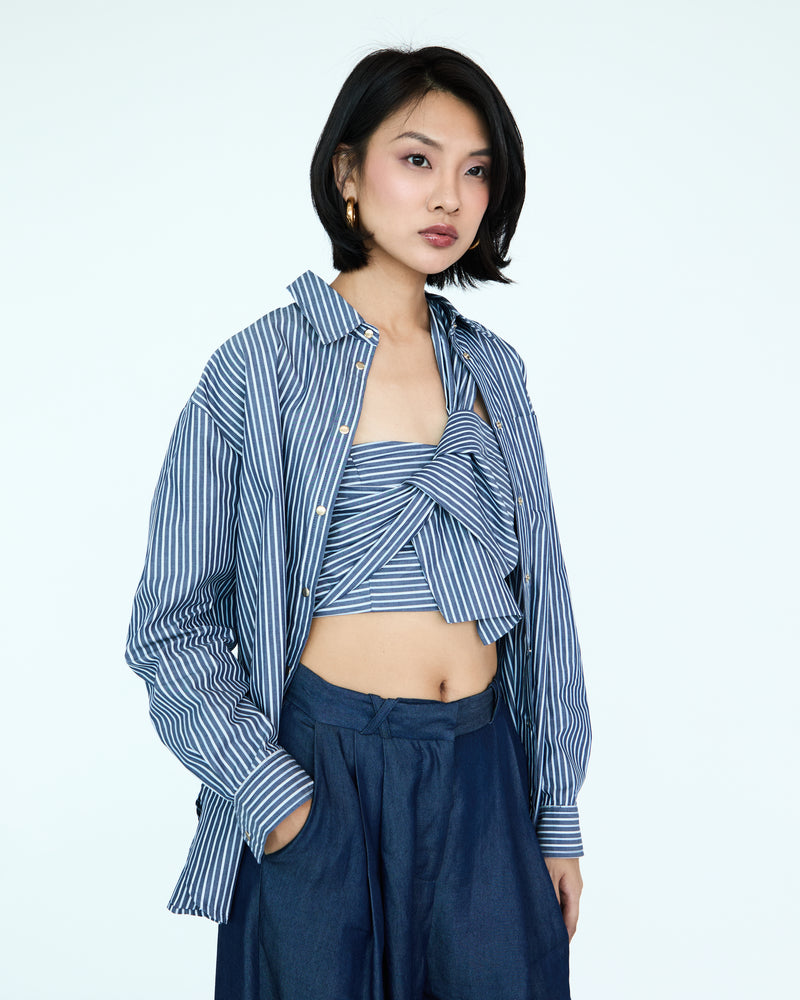 Jules Oversize Shirt - Brut Small Stripes