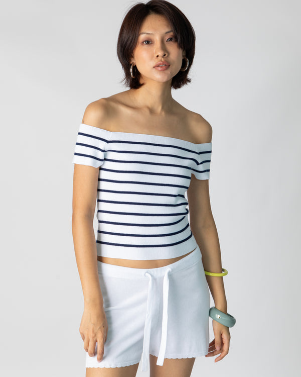 La Bretagne Top - White/Navy Stripes
