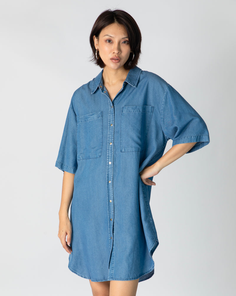 Jim Short Dress Shirt - Medium Blue Chambray
