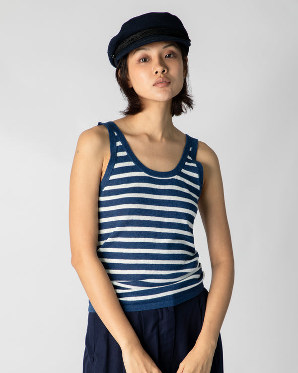 Marcelle Tank Top - Indigo Denim / White Stripes