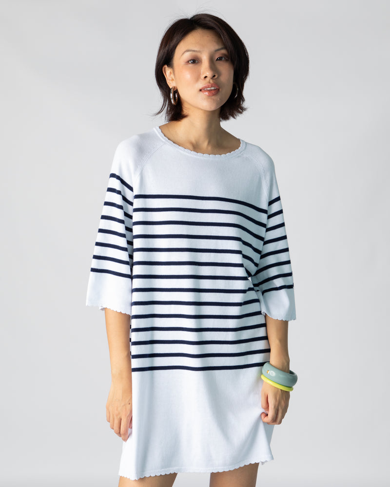 La Bretagne Dress - White/Navy Stripes