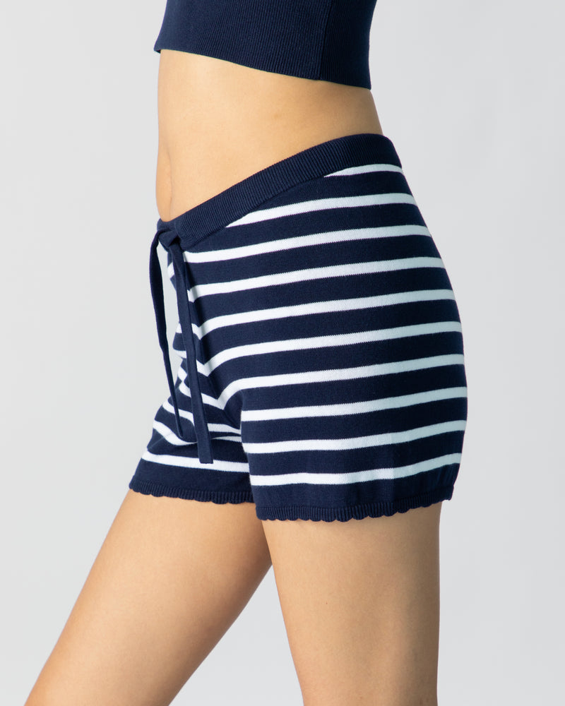 La Bretagne Short - Navy & White Stripes